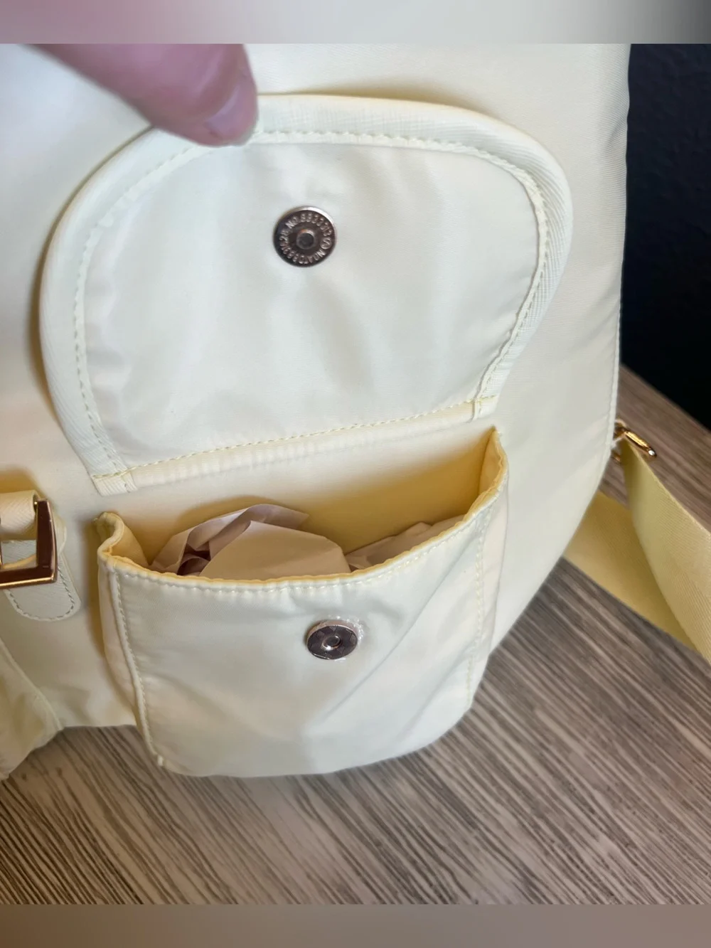 🆕 Year of Ours Light Yellow Drawstring Backpack with Front Pockets